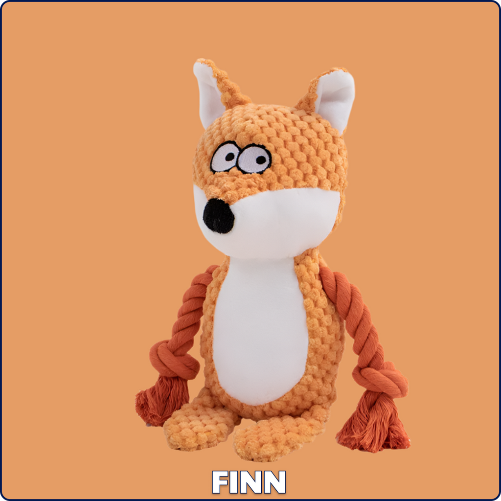 Finn the Fox – Goofy-Eyed Friends™ Plush Squeaky Dog Toy