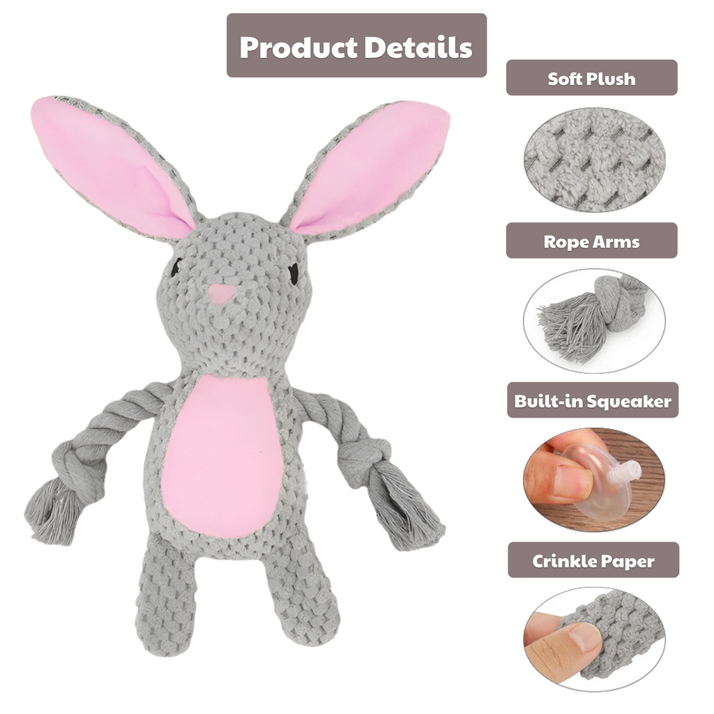 🐰 Rosie the Rabbit – Goofy-Eyed Friends™ Plush Squeaky Dog Toy