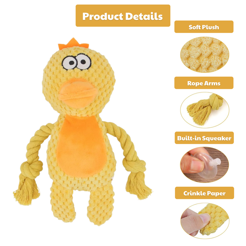 🐥 Daisy the Duck – Goofy-Eyed Friends™ Plush Squeaky Dog Toy