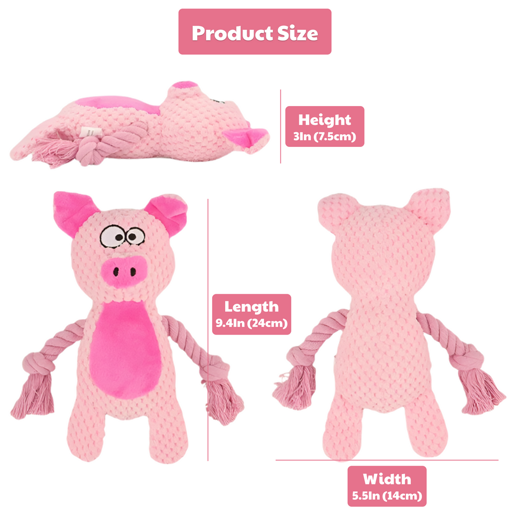 🐷 Poppy the Pig – Goofy-Eyed Friends™ Plush Squeaky Dog Toy