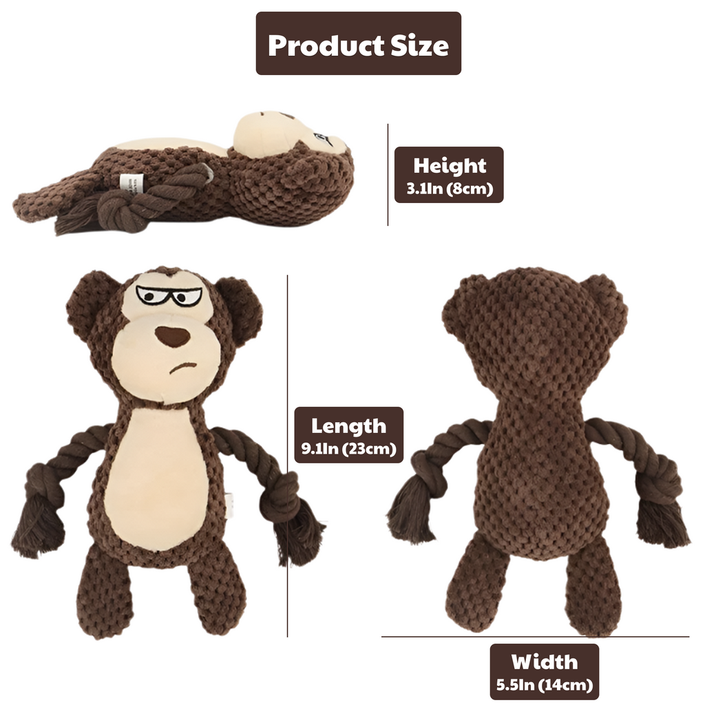 🦍 Max the Monkey – Goofy-Eyed Friends™ Plush Squeaky Dog Toy